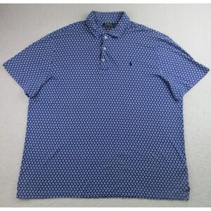 Polo Ralph Lauren Shirt Mens Size XL TG Blue Geometric Classic Fit Cotton Golf